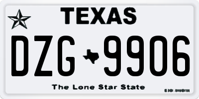 TX license plate DZG9906
