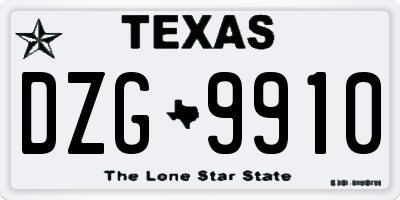 TX license plate DZG9910