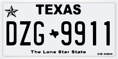 TX license plate DZG9911