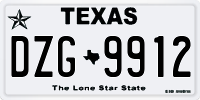 TX license plate DZG9912