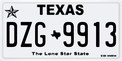 TX license plate DZG9913