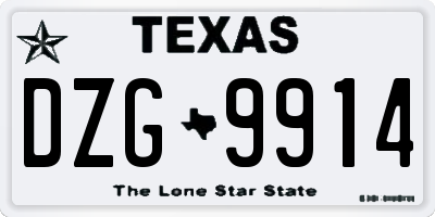 TX license plate DZG9914