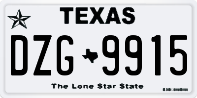 TX license plate DZG9915