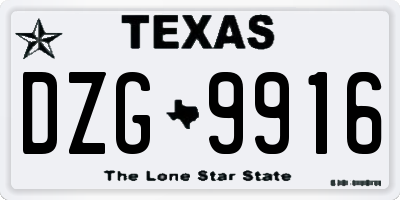 TX license plate DZG9916