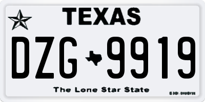 TX license plate DZG9919