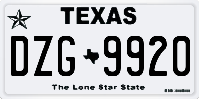 TX license plate DZG9920