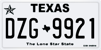 TX license plate DZG9921