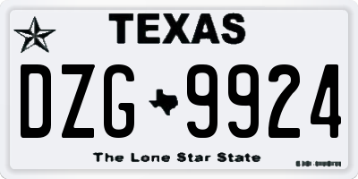 TX license plate DZG9924