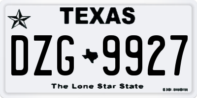TX license plate DZG9927