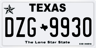 TX license plate DZG9930