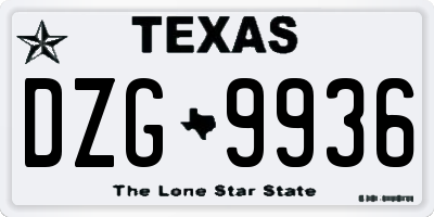 TX license plate DZG9936