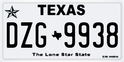 TX license plate DZG9938