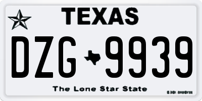 TX license plate DZG9939