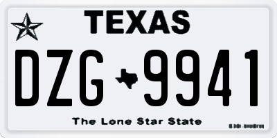 TX license plate DZG9941