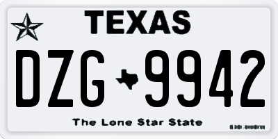 TX license plate DZG9942