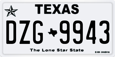 TX license plate DZG9943