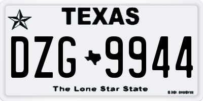 TX license plate DZG9944