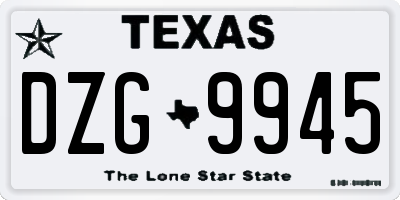 TX license plate DZG9945