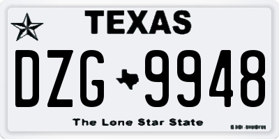 TX license plate DZG9948