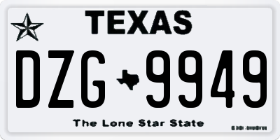 TX license plate DZG9949
