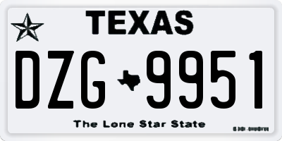TX license plate DZG9951