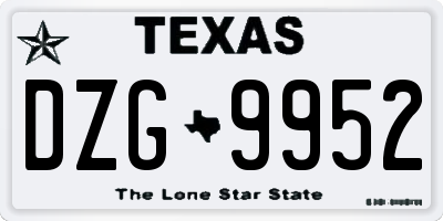 TX license plate DZG9952