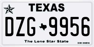 TX license plate DZG9956