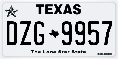 TX license plate DZG9957