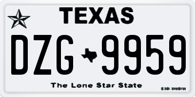 TX license plate DZG9959