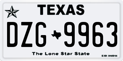 TX license plate DZG9963