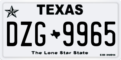 TX license plate DZG9965