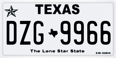 TX license plate DZG9966
