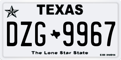 TX license plate DZG9967