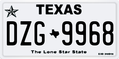TX license plate DZG9968