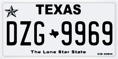 TX license plate DZG9969