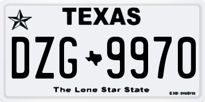 TX license plate DZG9970