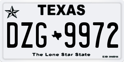 TX license plate DZG9972