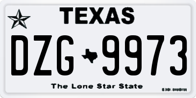 TX license plate DZG9973
