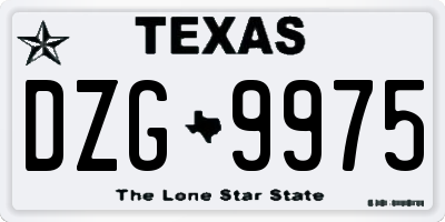 TX license plate DZG9975