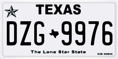 TX license plate DZG9976