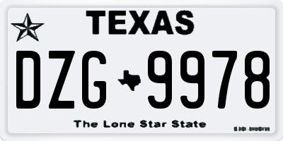 TX license plate DZG9978