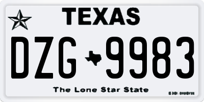 TX license plate DZG9983