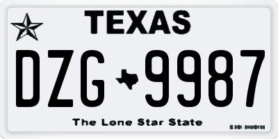 TX license plate DZG9987