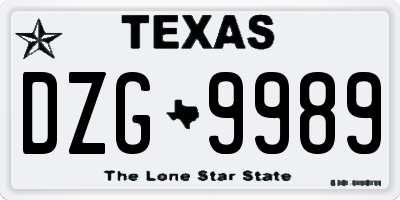 TX license plate DZG9989