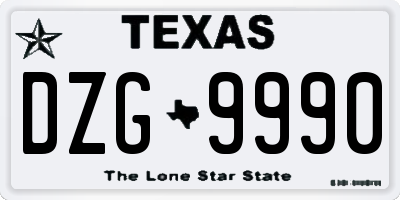 TX license plate DZG9990