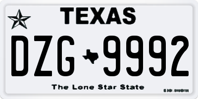 TX license plate DZG9992