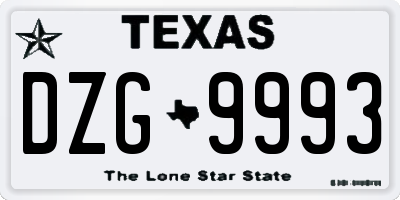 TX license plate DZG9993