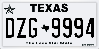 TX license plate DZG9994