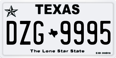 TX license plate DZG9995