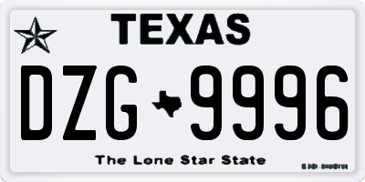 TX license plate DZG9996